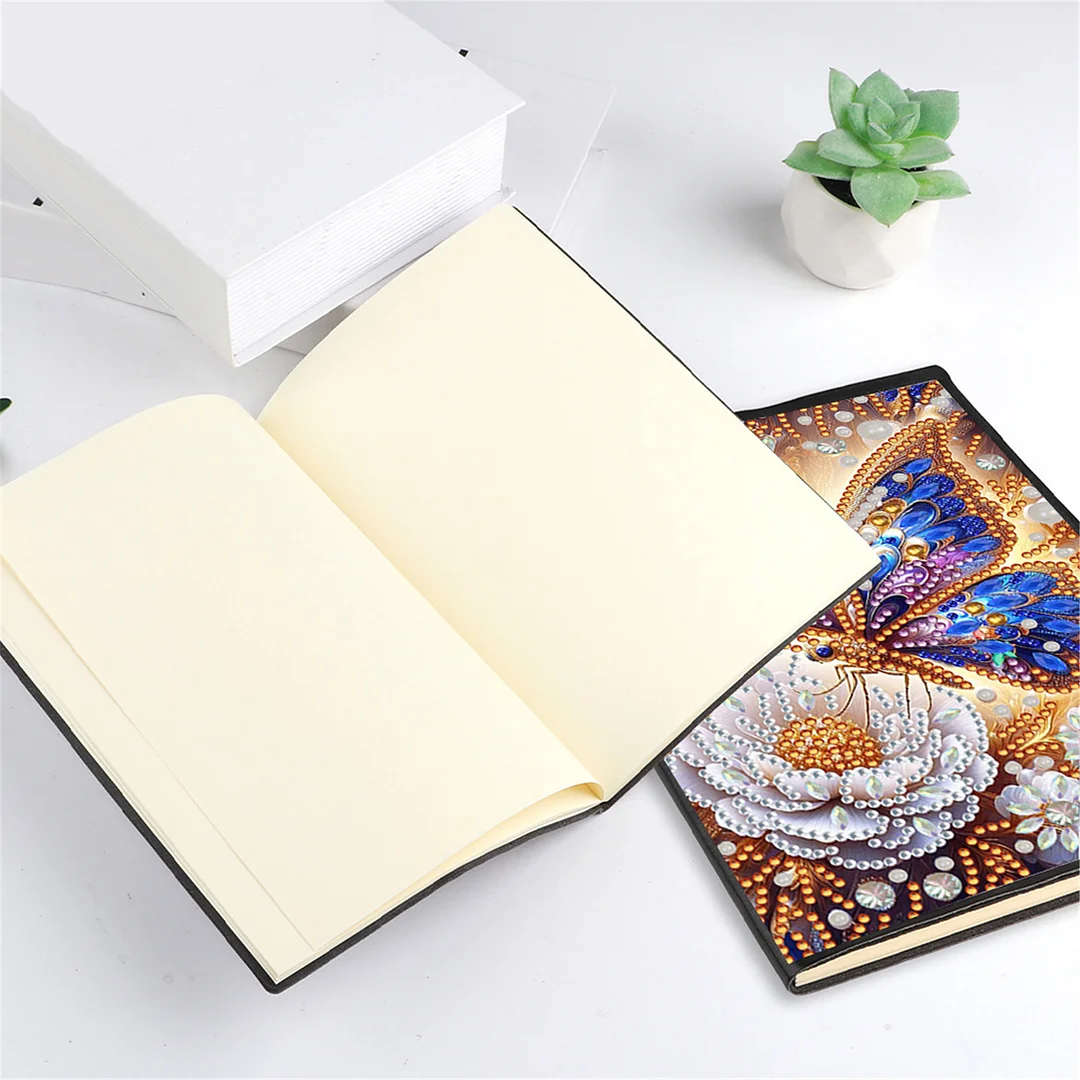 DIY Flower Diamond Painting Journals Notebooks 50 Pages A5 No Lines Special Shaped Diamond Art Kits for Beginners Craft Lovers and Artists (Butterflies Flowers)