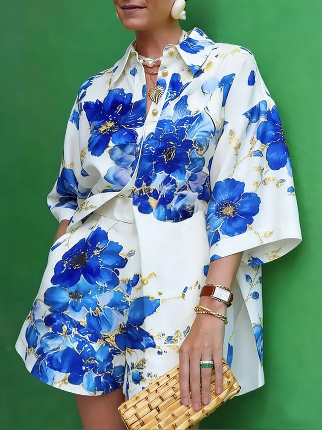 Elegant Floral Printing Shirt Collar Shirt mysite idetrend