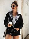 Velvet Colorblock Plaid Jacket Coat