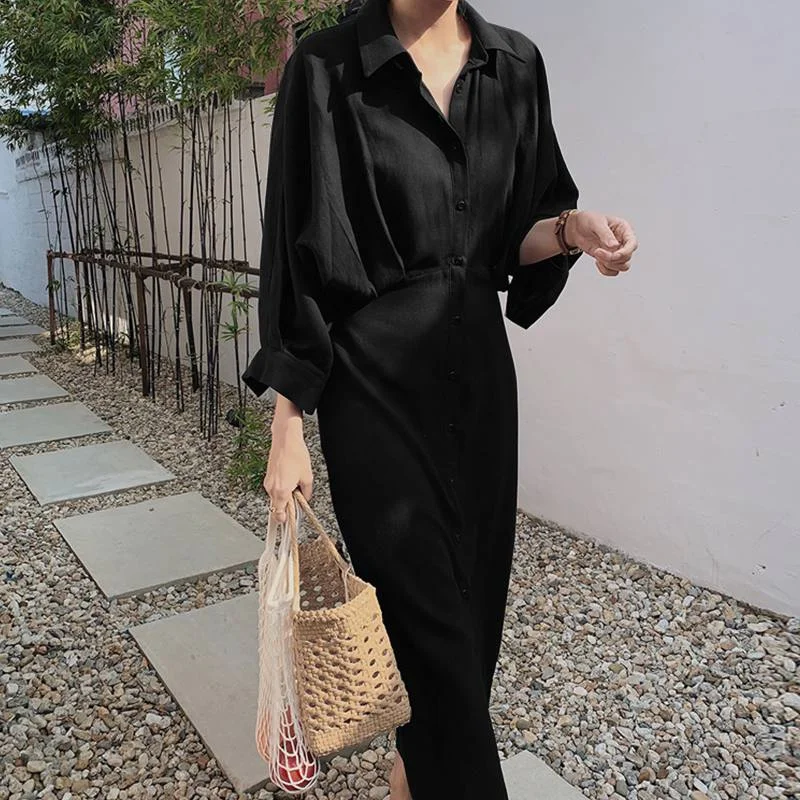 Stylish Solid Shirt Dress Women's Autumn Sundress ZANZEA Casual Button Maxi Vestidos Female Lace Up High Waist Robe Oversized