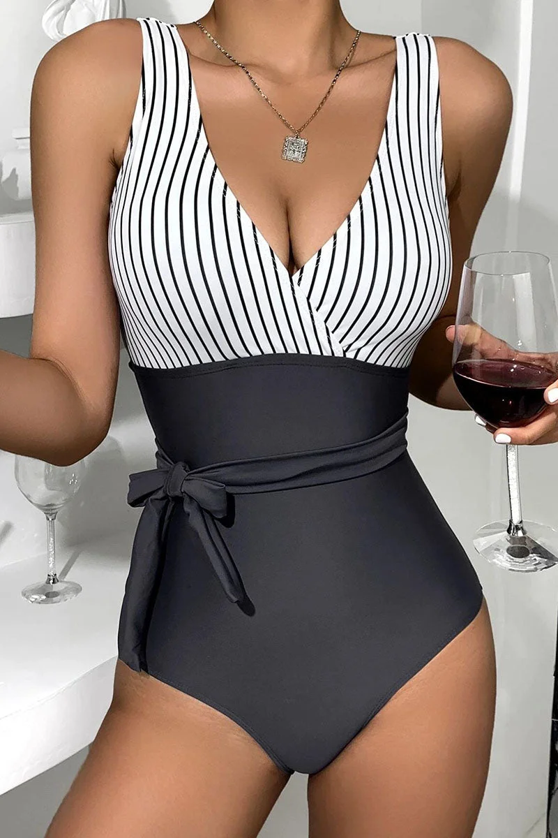 Sexy Striped Print Split Joint Swimwears