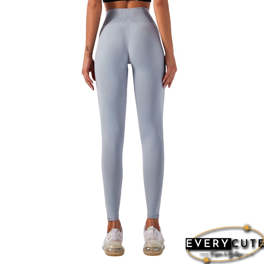 Light Gray Seamless Drawstring Tank Top with Pant Set