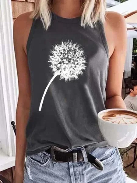 Dandelion print casual vest socialshop