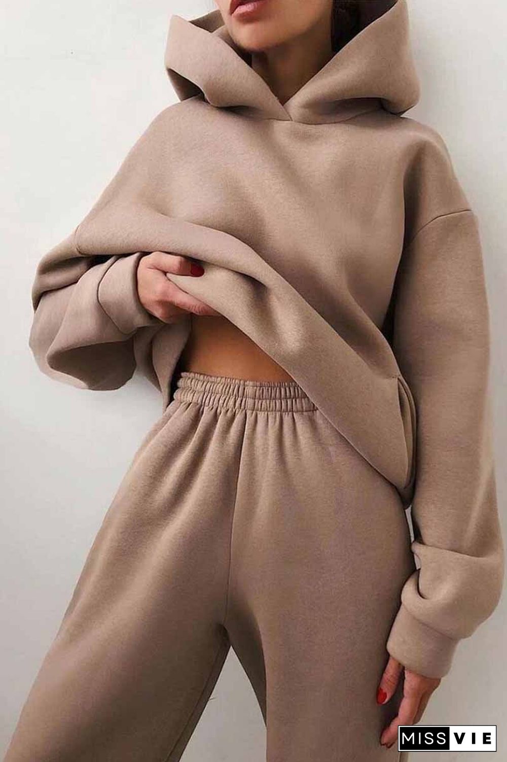 Two-Piece Solid Color Casual Hooded Sweater（4 Colors）