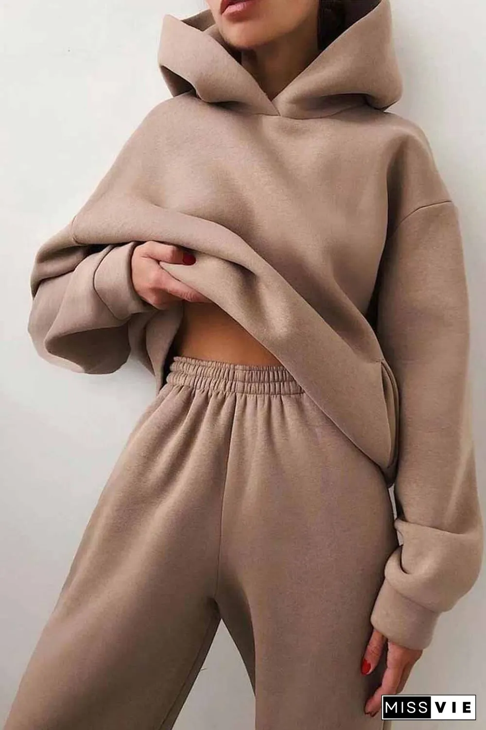 Two-Piece Solid Color Casual Hooded Sweater（4 Colors）
