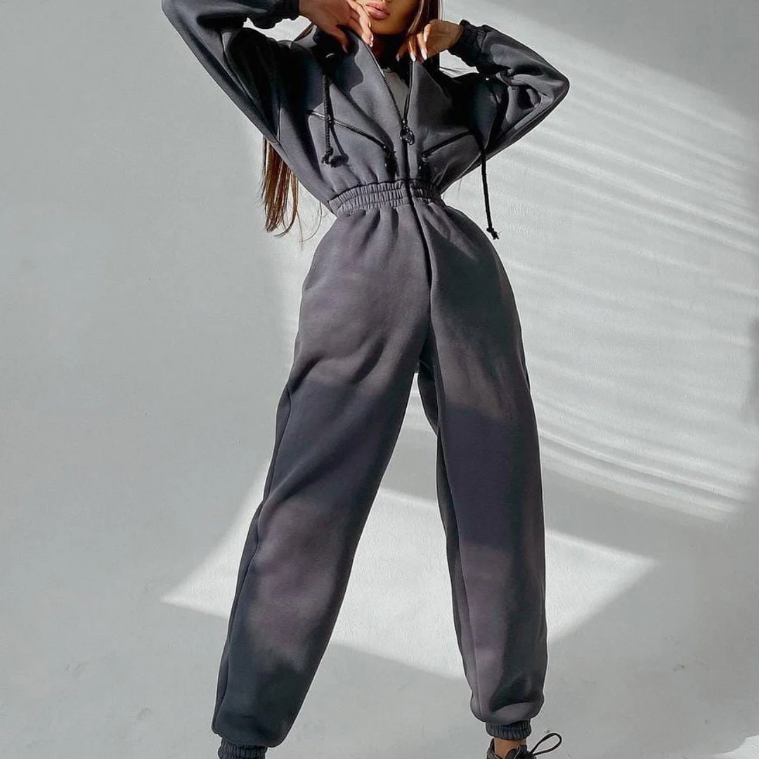 Women's Athletic Hooded Jumpsuit