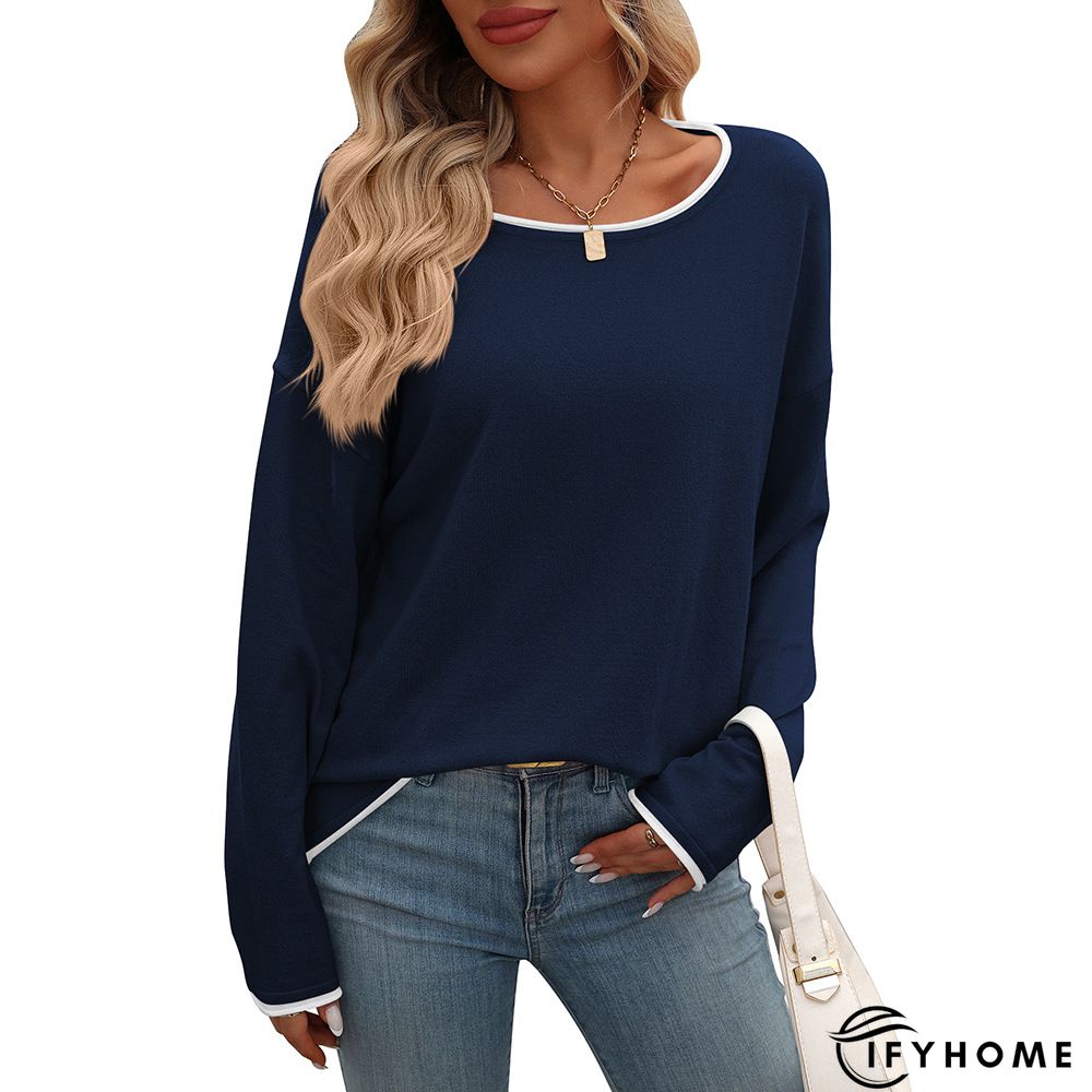 Women Plain Autumn Casual Jersey Pullover Standard Long sleeve Regular Regular T-shirt | IFYHOME