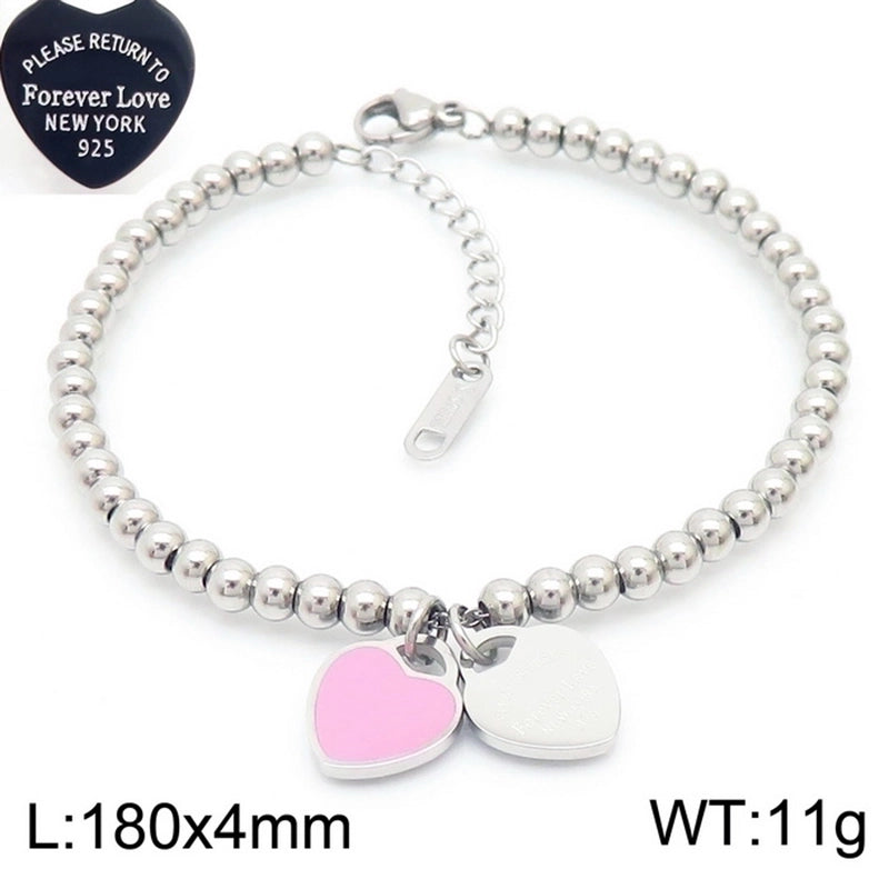 Sweet Heart Shape Titanium Steel Bracelets