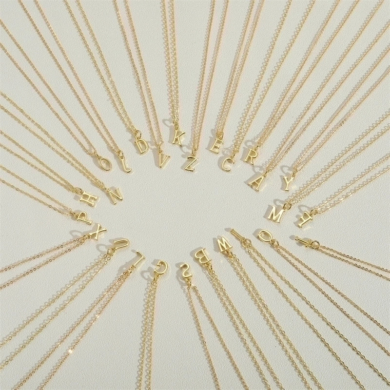 Copper 14K Gold Plated Minimalist Letter Copper Pendant Necklace