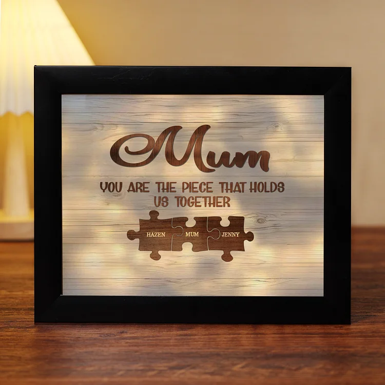 3 Names-Personalized Family Puzzle Frame You Are The Piece That Holds Us Together Custom 3 Names And Text LED Night Light