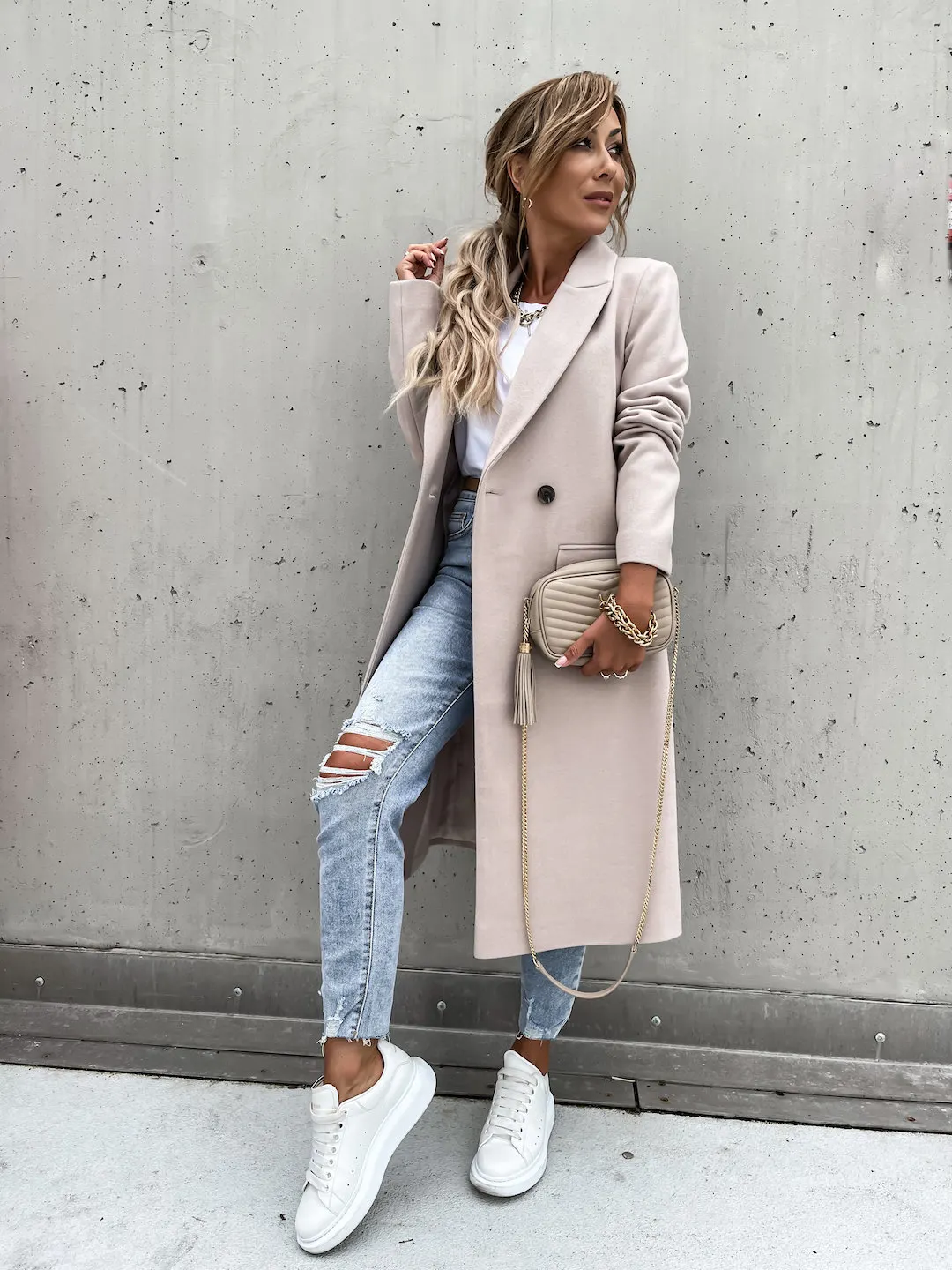 New Spring Autumn Mid-Length Suit Jacket Womens Fashion Temperament Thin Thickened Coat