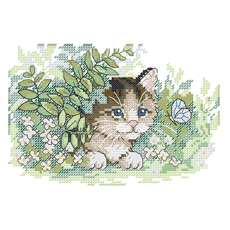Butterfly Kitties 14CT Printed Cross Stitch Kits (21*16CM) fgoby