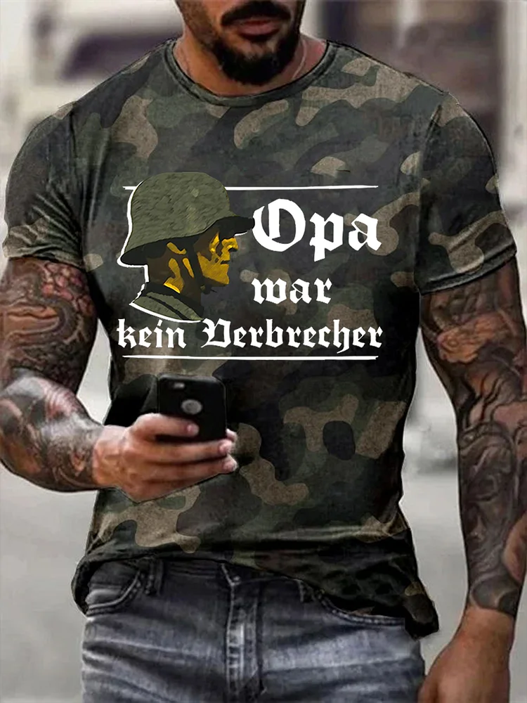 Opa War Kein Verbrecher Bedrucktes Kurzarm-T-Shirt für Männer