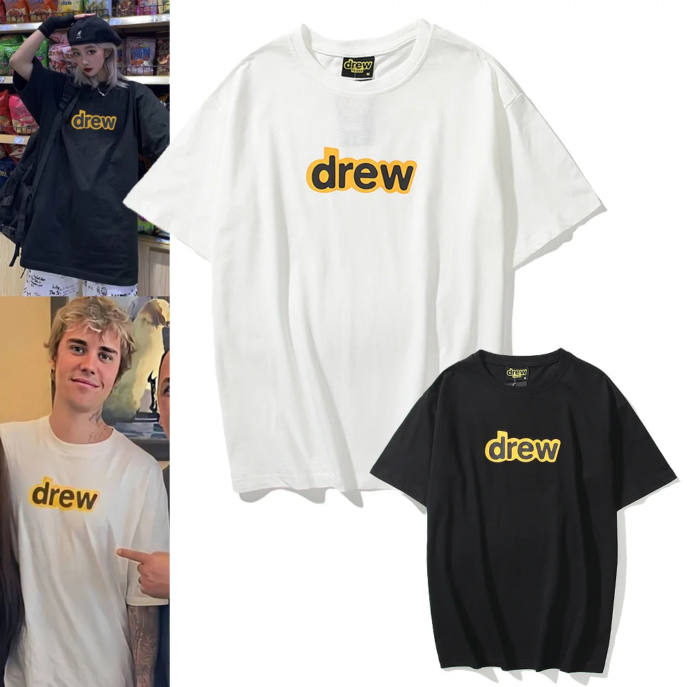 Drew Smiling Face Justin Bieber DREWHOUSE Cotton Simple Short-Sleeved T-Shirt