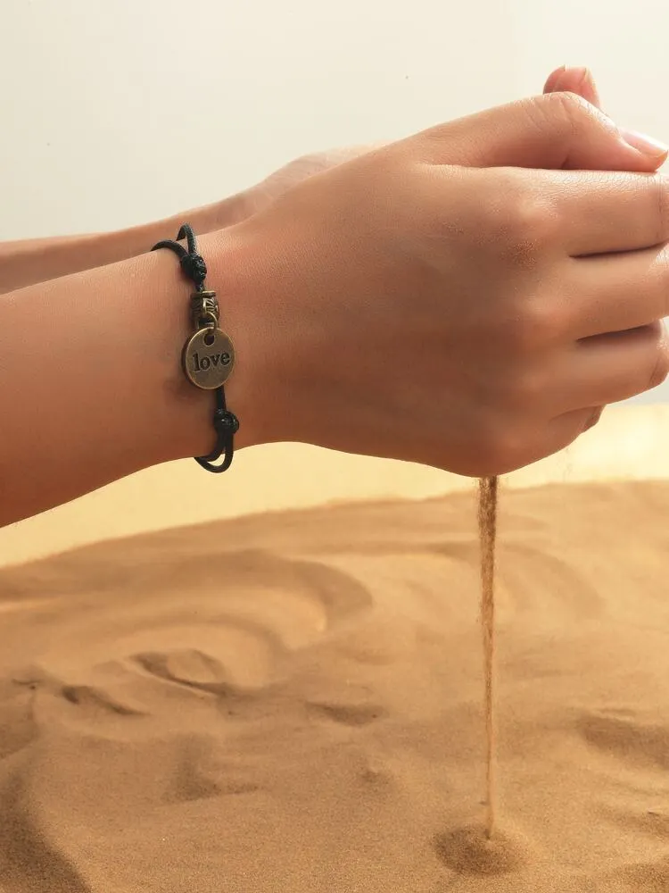 Letter Engraved Charm Bracelet