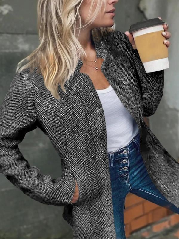 🔥Women's Solid Color Pocket Long Sleeve Open Front Coat