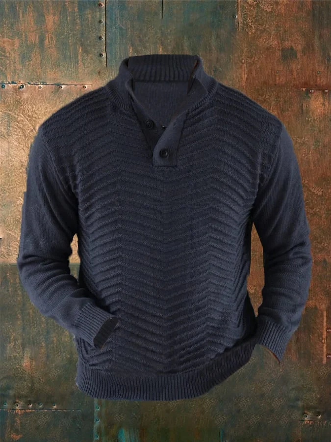 Men'S Plaid Print Long Sleeve Casual Poloshirt