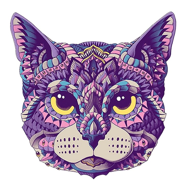 Sunnypuzzle™-Purple Cat Head Wooden Jigsaw Puzzle