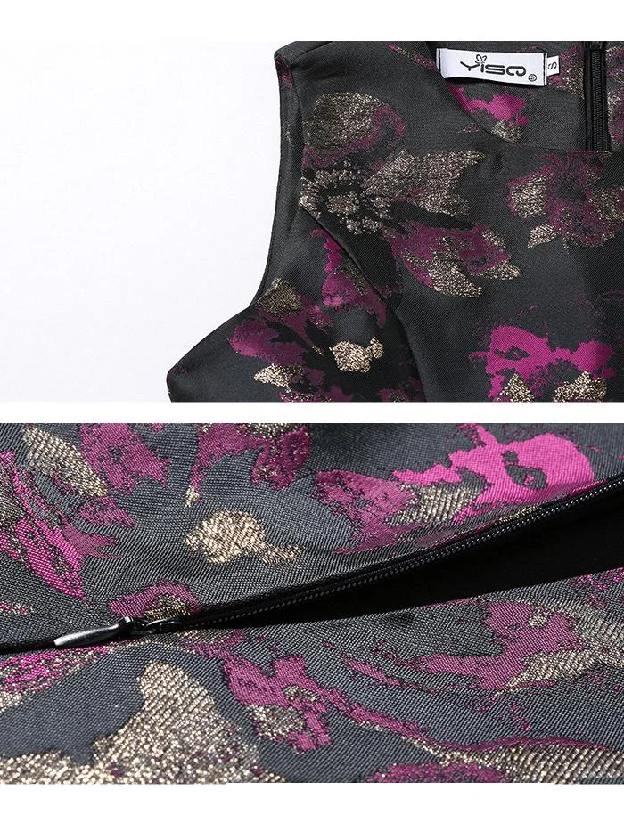 Temperament waist-waisted color sleeveless vest jacquard dress