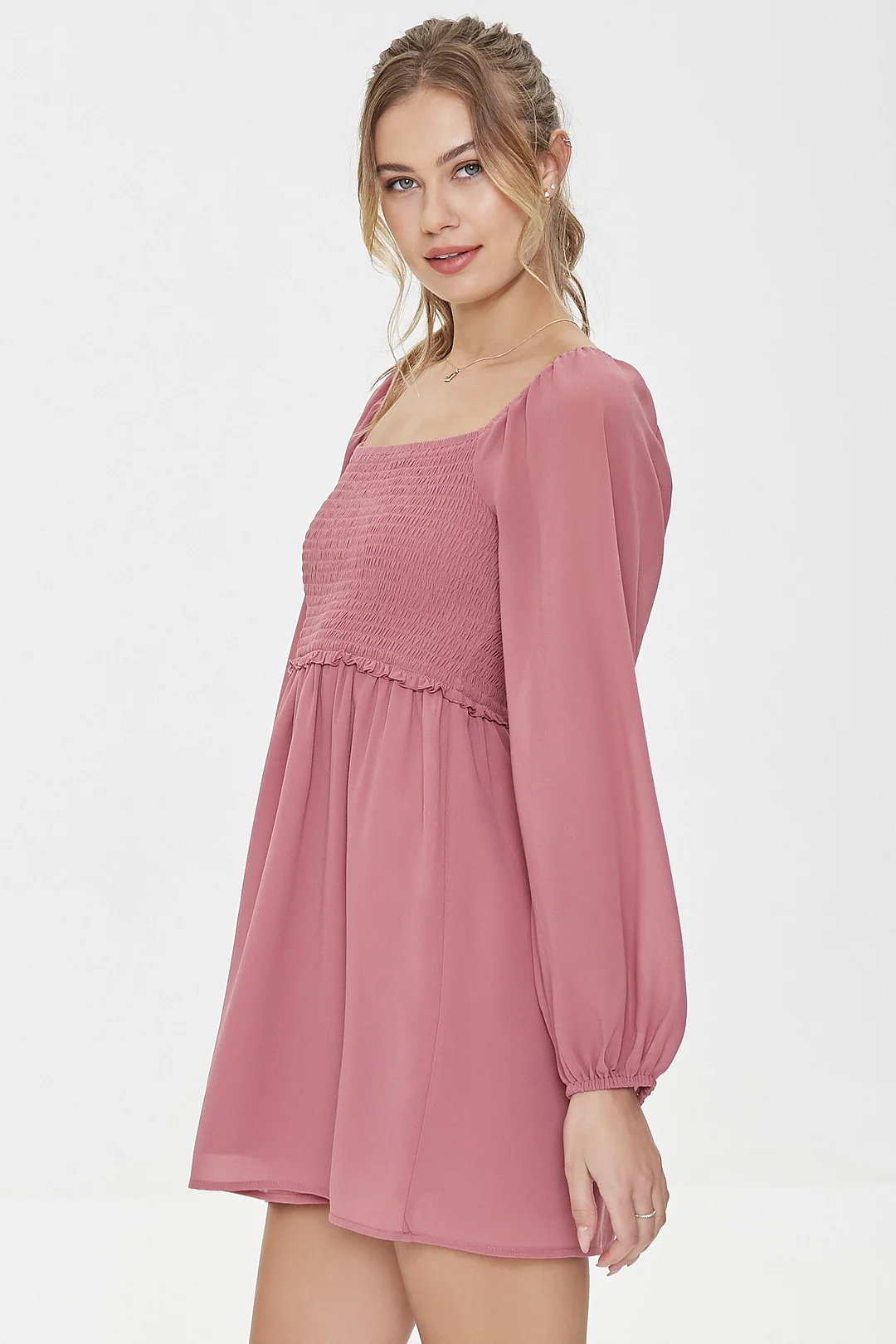 Chiffon Smocked Mini Dress