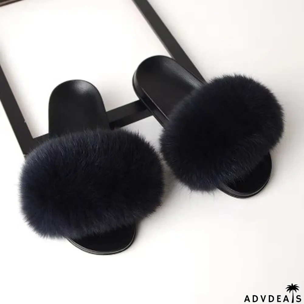 Furry Slippers Flat Half-drag Slippers