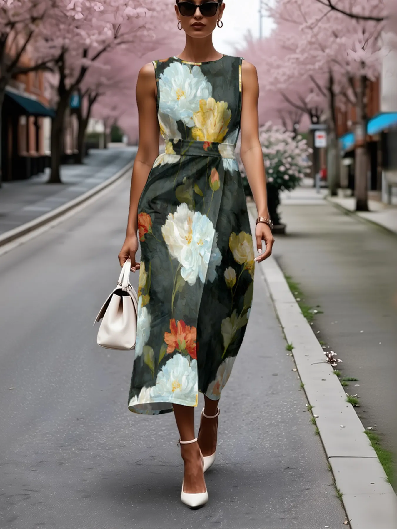 Plus Size Womens Floral Maxi Dress-Elegant Bohemian Print Long Flattering Fit | IFYHOME