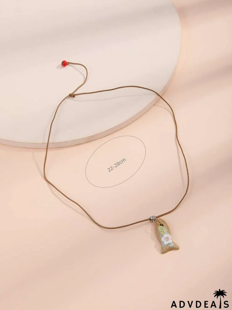 Flower Decor Geometric Pendant Necklace