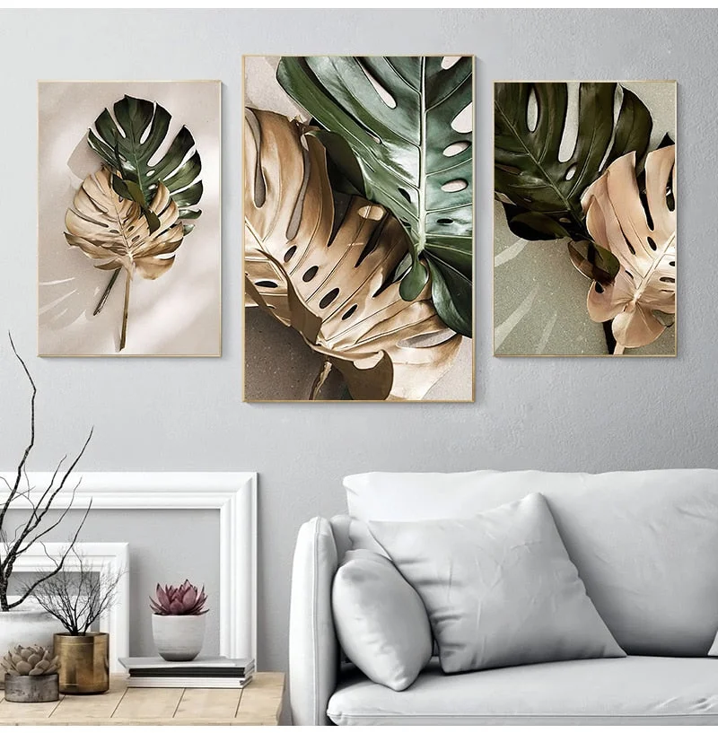Monstera Leaves Wall Art Canvas Painting Green Style Plant Nordic Posters Prints Decorative Picture Modern Home Decor