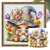 (Multi Style)Gnome Holding A Duckling-Full Embroidery 3 Strands 11CT Stamped Cross Stitch-50*50CM