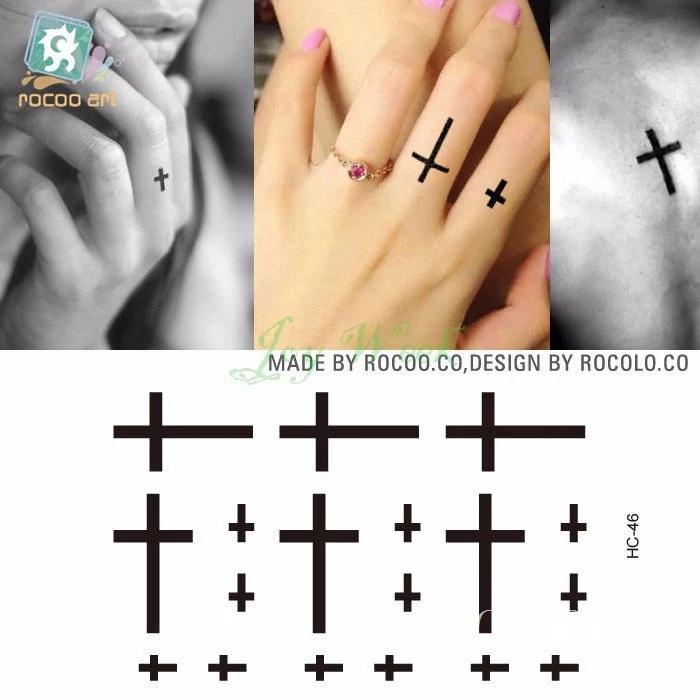 Waterproof Temporary Tattoo Stickers Cross Tribal Totem Fake Tatto Flash Tatoo Tatouage Neck Hand Back Foot for Girl Women Men