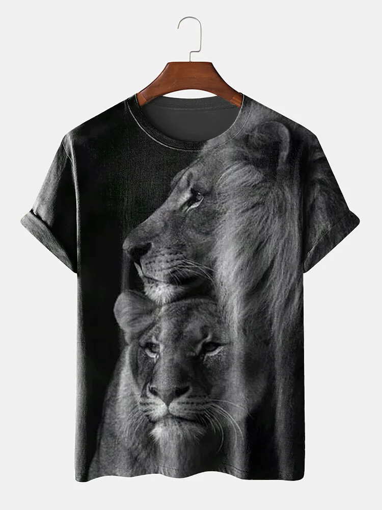 Lion Graphic Casual Short Sleeve T-Shirt