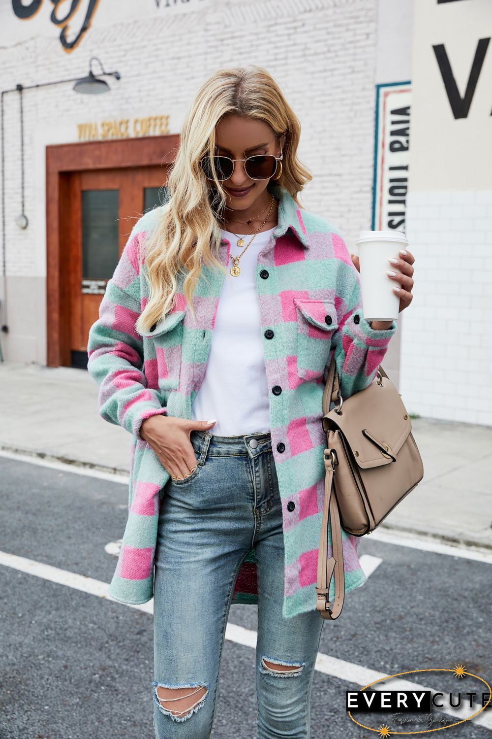 Collar Button Down Thick Shacket Jacket