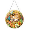 (US Only)Acrylic 2D Flat Hello Spring DIY Hanging Diamond Art Kits Wall Door Decoration