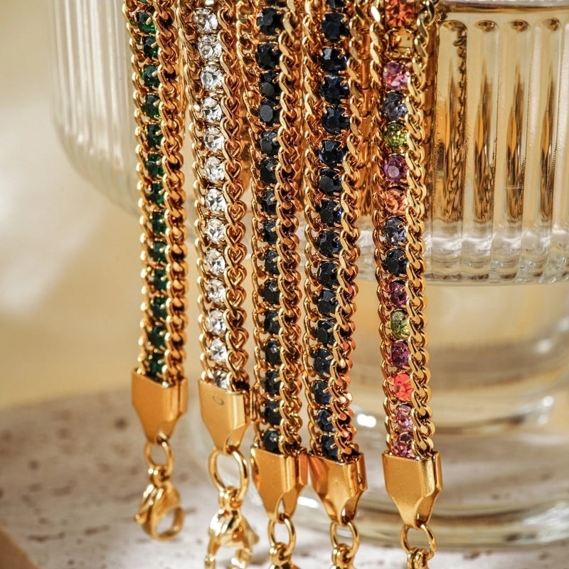 Modern Style Classic Style Irregular 304 Stainless Steel K Gold Plated Zircon Bracelets In Bulk