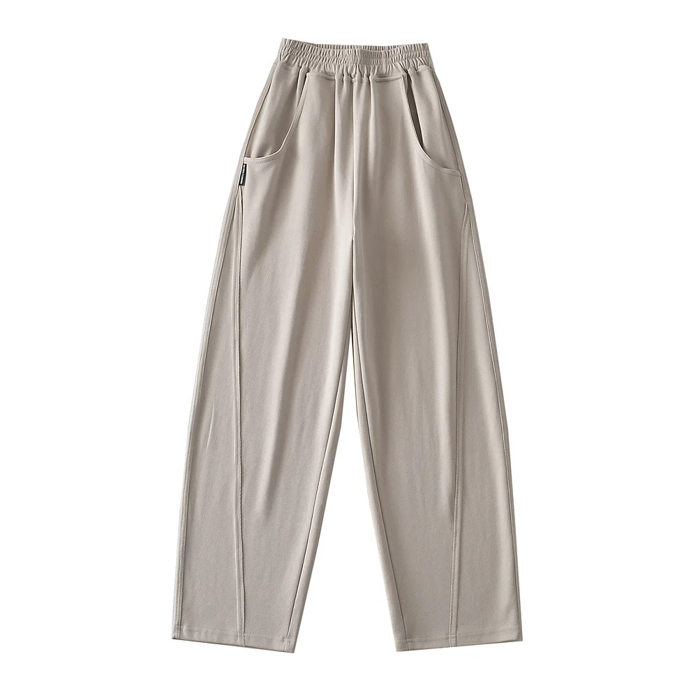 Ueong Trendy Women's Wear High Street Leisure Sports Pants New Fashion Temperament Straight Tube High Waist Wide Leg Pants In Spring And Autumn