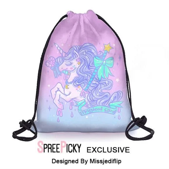 [Missjediflip Design] Pastel Unicorn Drawstring Backpack SP179160