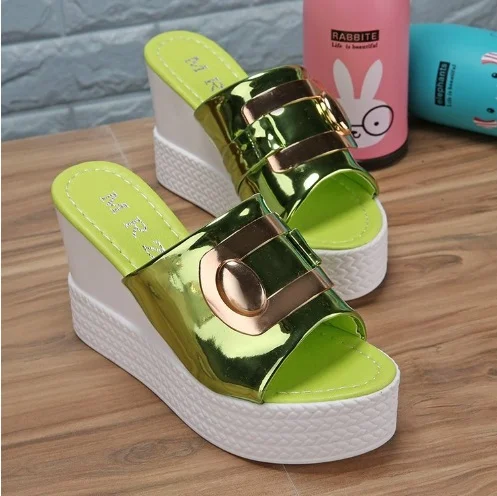 Women's Transparent PVC Slippers Air Cushion Ladies Sandal Super High Platform Woman Buckle Straps Summer Female Shoes 2021 Hot