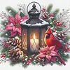 Cardinal and Lamp Full Stamped Cross Stitch Kit 11CT 3-Strand 40x40cm Animal