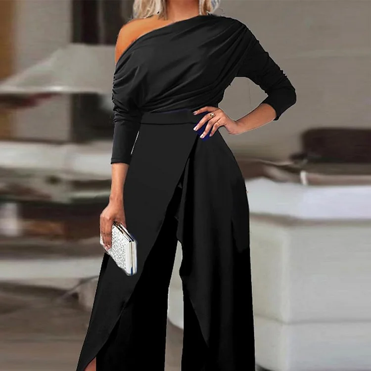 Women's Clothing Elegant one-shoulder party romper_ viptrois
