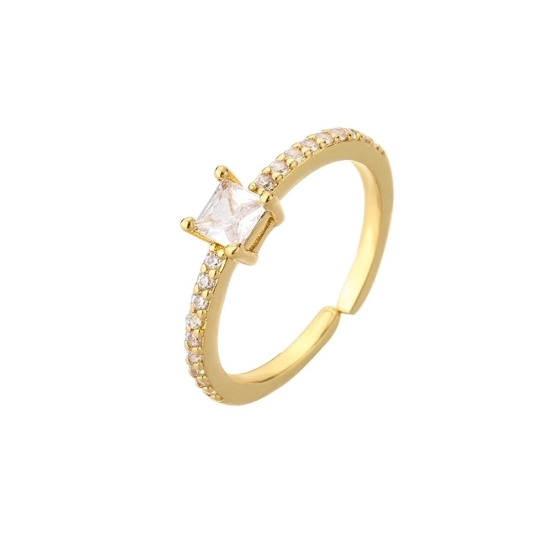 Fashion Micro-inlaid Zircon Peach Heart Row Diamond 18k Gold-plated Copper Ring