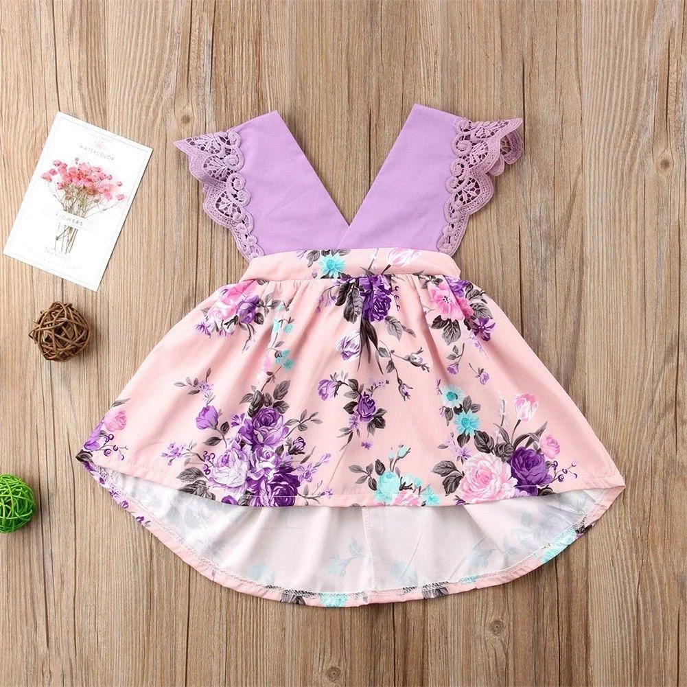 2018 Brand New Newborn Kids Baby Girl Birthday Dress Romper Tutu Dresses Sister Matching Set Flower Lace Sleeveless Outfits 0-6T