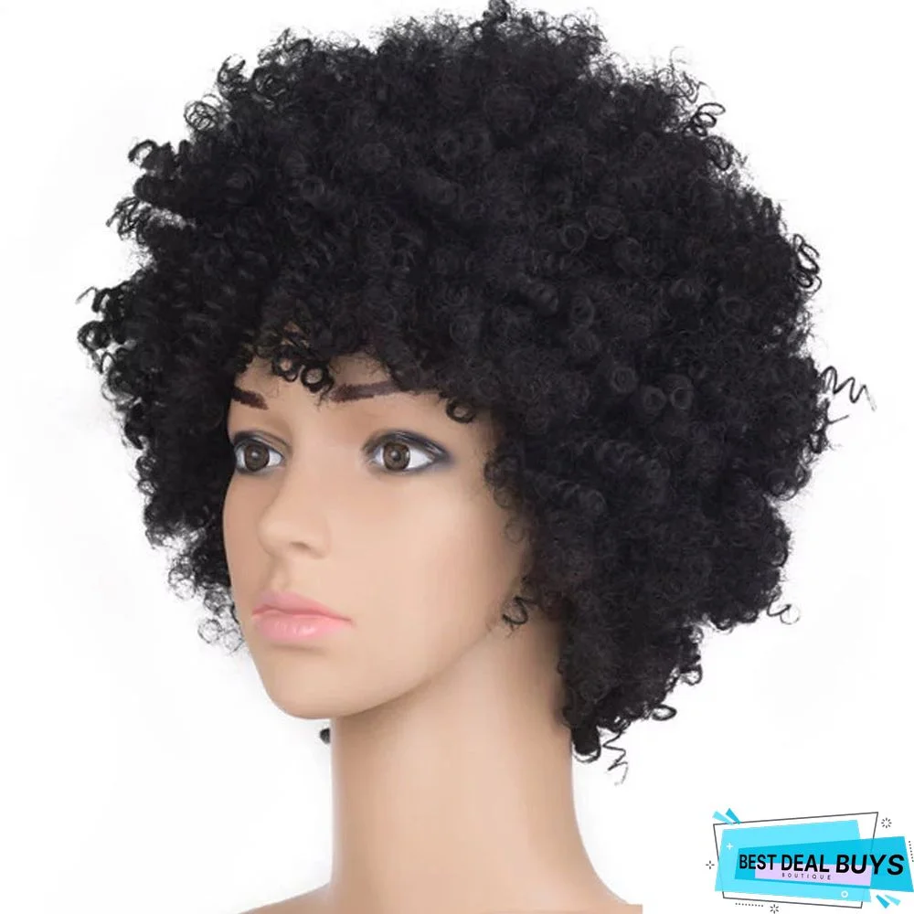 Female Short Curly Hair African Small Curly Explosive Head Chemical Fiber Headgear