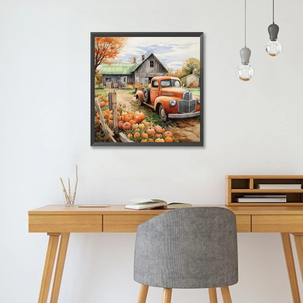 Diamond Painting - Full Round Drill - Farm Vintage Car(Canvas|30*30cm)