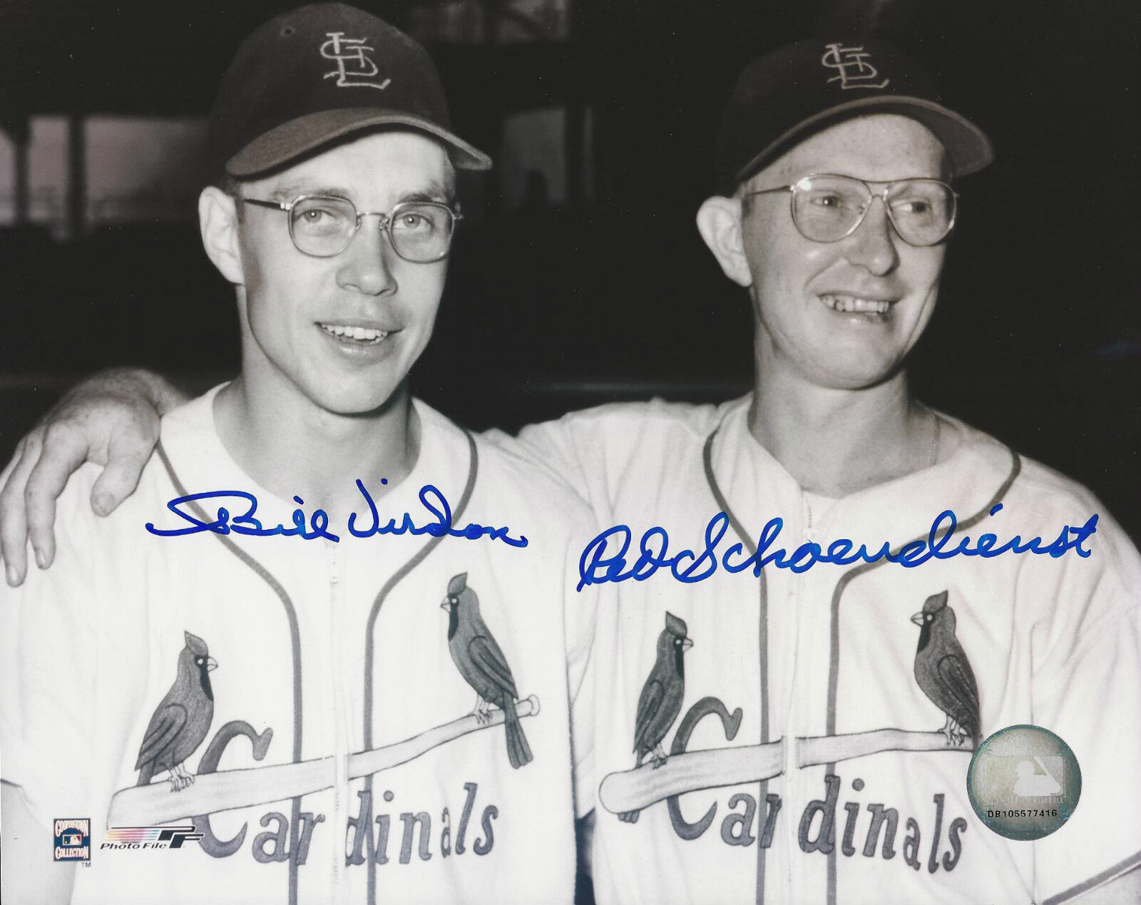 Autographed 8x10 RED SCHOENDIENST & BILL VIRDON St. Louis Cardinals Photo Poster painting - COA