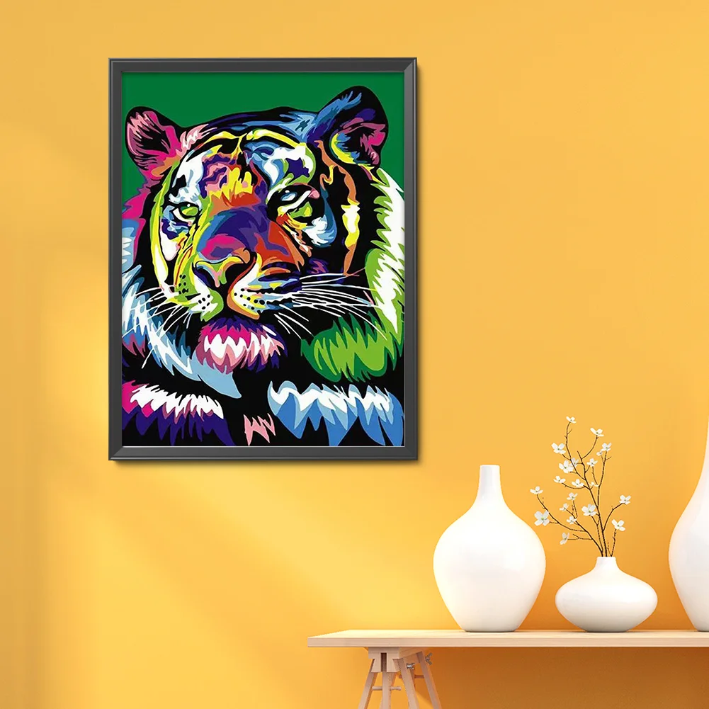 9CT Full Stamped Cross Stitch Bead Embroidery- Tiger(Canvas|39*54CM)