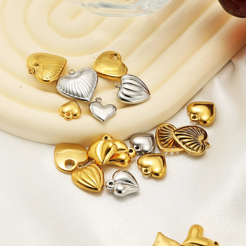 5 PCS/Package 14*17mm 304 Stainless Steel Heart Shape Pendant Jewelry Accessories