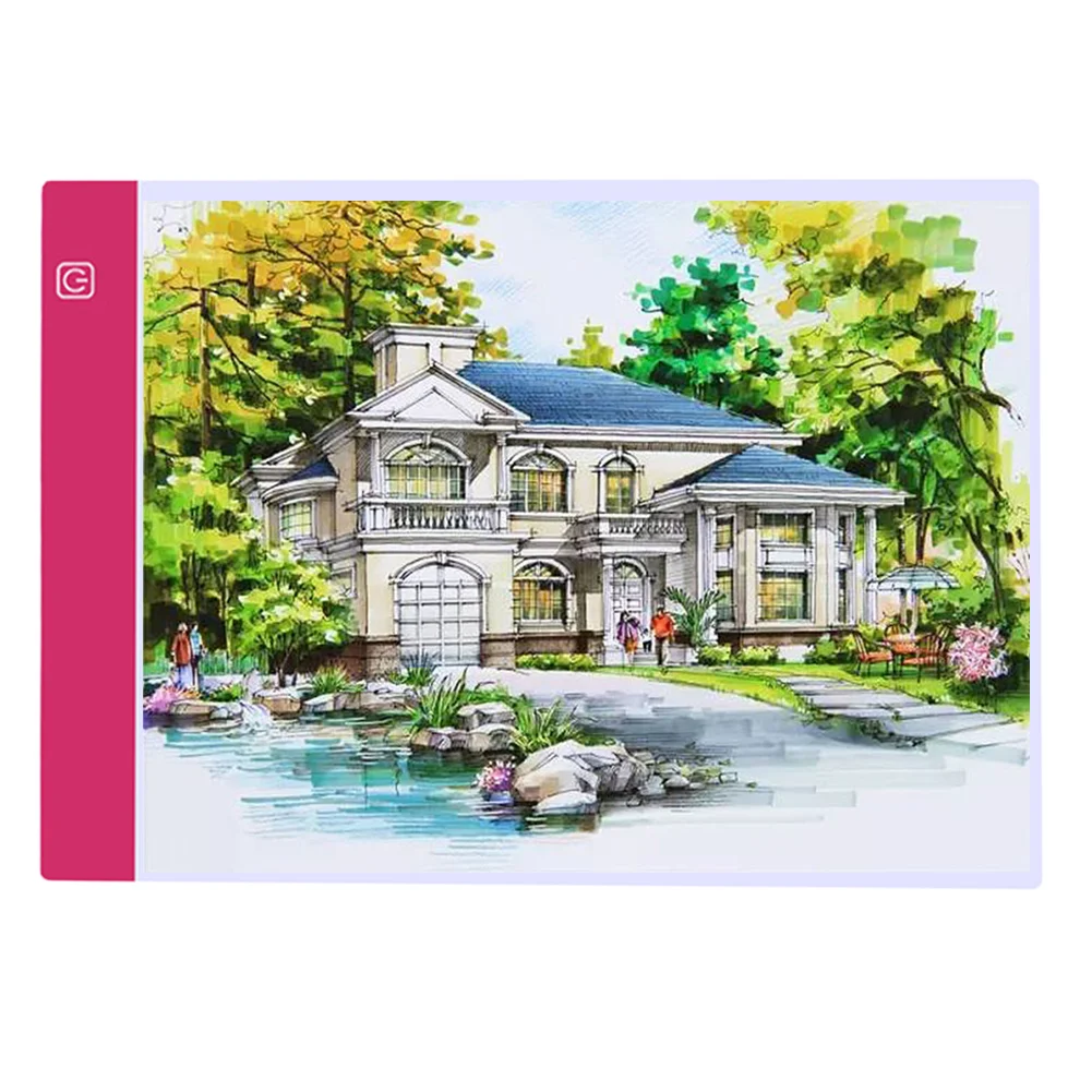 Diamond Painting A4 LED Light Pad LED Drawing Board Copy Board Tools (Pink)