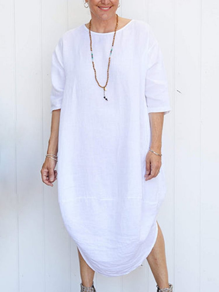Casual Asymmetric Hem Loose Dress