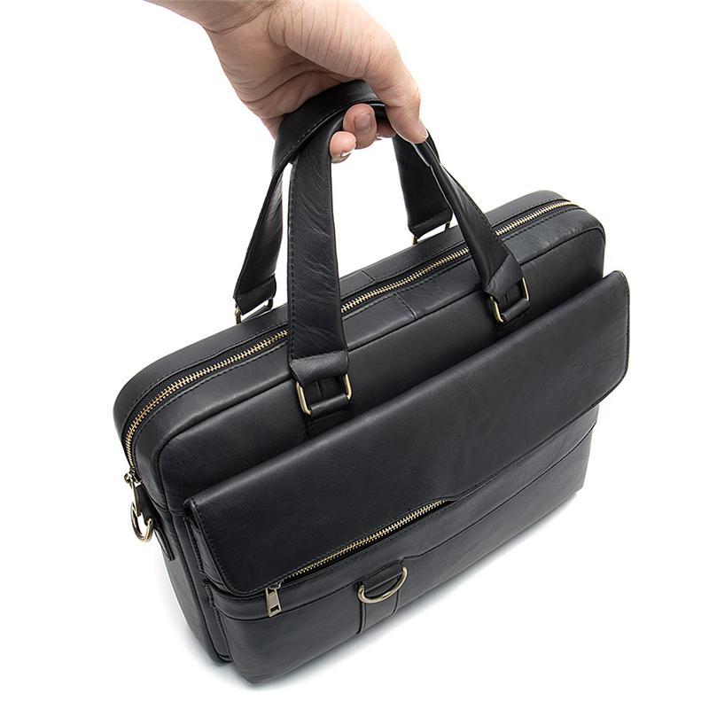Classic Business Vintage Plain 15 Inch Laptop Bridfcese With Large Capacity