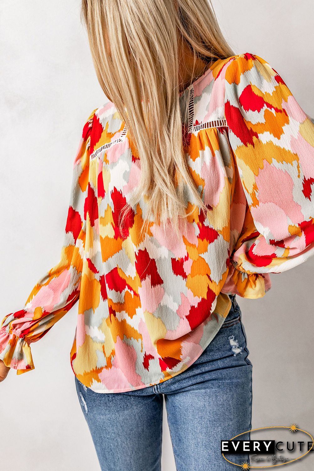 Multicolor Abstract Printed Long Sleeve Blouse